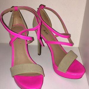 Pink and natural pumps